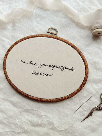 Handwriting Embroidery - Hoop