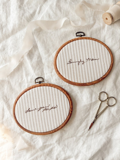 Handwriting Embroidery - Hoop