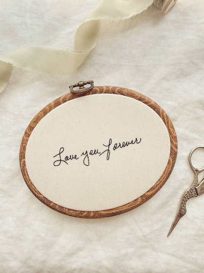 Handwriting Embroidery - Hoop